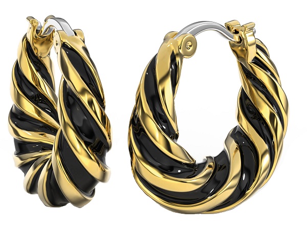 BJT365 ORECCHINO ALARA BLACK GOLD PLATED - Farmacia Artemisia di Montecuollo Dott. Angelo snc