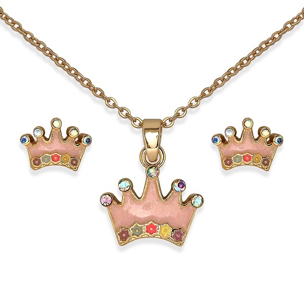 BJS004 PARURE ORECCHINI+COLLANINA CROWN GOLD PLATED - Farmacia Artemisia di Montecuollo Dott. Angelo snc