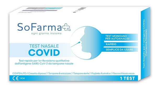 TEST ANTIGENICO RAPIDO COVID-19 NASALE AUTODIAGNOSTICO DETERMINAZIONE QUALITATIVA ANTIGENI SARS-COV-2 IN TAMPONI NASALI MEDIANTE IMMUNOCROMATOGRAFIA SOFARMAPIU' - Farmacia Artemisia di Montecuollo Dott. Angelo snc