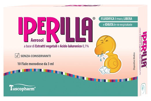 AEROSOL IPERILLA 10 FIALE MONODOSE DA 3 ML A BASE DI ESTRATTI VEGETALI E ACIDO IALURONICO 0,1% - Farmacia Artemisia di Montecuollo Dott. Angelo snc