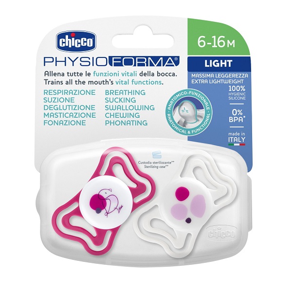 CHICCO SUCCHIETTO LIGHT ROSA SILICONE 6-16M 2 PEZZI - Farmacia Artemisia di Montecuollo Dott. Angelo snc