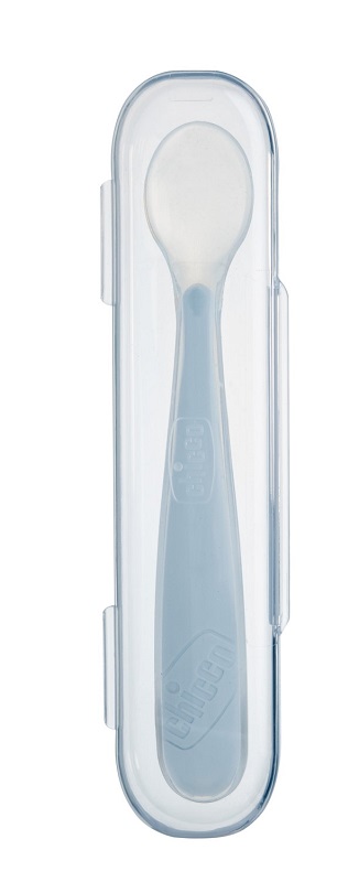 CHICCO SOFTLY SPOON CUCCHIAIO MORBIDO IN SILICONE GRIGIO 6M+ CON CUSTODIA - Farmacia Artemisia di Montecuollo Dott. Angelo snc