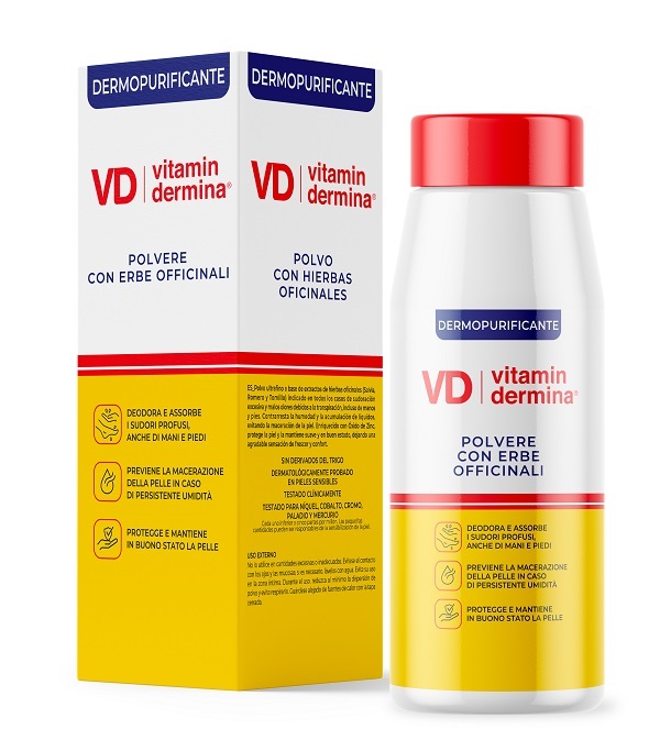 VITAMINDERMINA POLVERE ERBE OFFICINALI DERMOPURIFICANTE 100 G - Farmacia Artemisia di Montecuollo Dott. Angelo snc