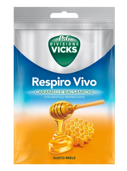 VICKS RESPIRO VIVO CARAMELLE BALSAMICHE MIELE 72 G CON EDULCORANTI - Farmacia Artemisia di Montecuollo Dott. Angelo snc