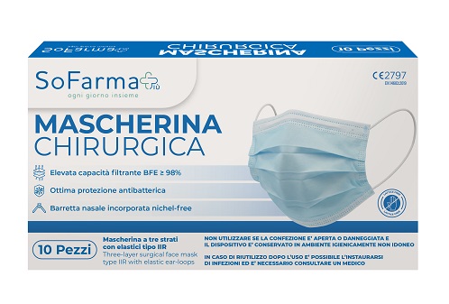 MASCHERINA CHIRURGICA HIGH PROTECTION MASK COLORE BLU 10 PEZZI - Farmacia Artemisia di Montecuollo Dott. Angelo snc